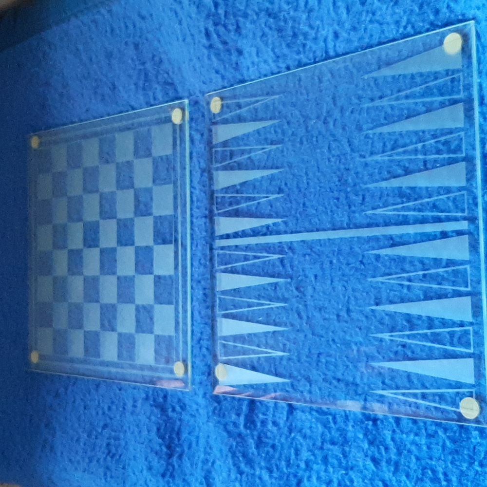 3 In 1 Glass Chess, Checkers, Backgammon Game Set - Picture 3 of 8